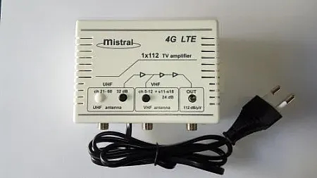 Κεντρικός ενισχυτής VHF - UHF με μία έξοδο για μικρές πολυκατοικίες MISTRAL 1X112 F LTE