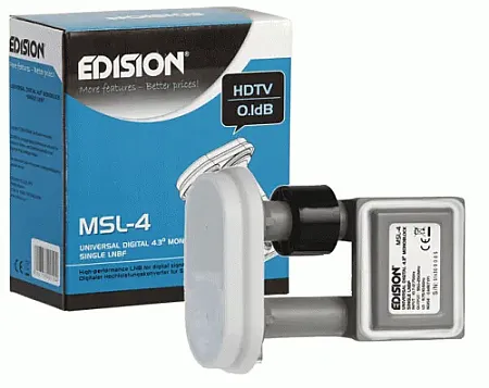 ΔΙΠΛΟ LNB ΠΡΟΣΥΝΤΟΝΙΣΜΕΝΟ για EUROBIRD 9.0°E HOTBIRD 13.0°E MSL-4 EDISION SINGLE MONOBLOCK 4.3o