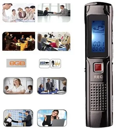 Επαγγελματικο καταγραφικο συνομιλιών Mini 8GB Steel Stereo Recording Digital Voice Recorder Audio Recorder MP3 Player
