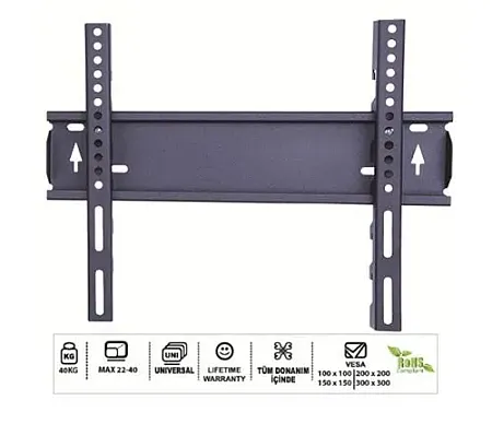 UNIVERSAL ΣΤΑΘΕΡΗ ΒΑΣΗ ΤΟΙΧΟΥ LCD & LED VONTECH VT-32 S WALL MOUNT
