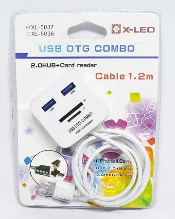 USB OTG COMBO 2.0 HUB + CARD READER με USB και Micro SD Duble Shocket X-LEO XL-5037