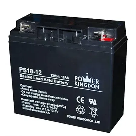 POWER KINGDOM PS18-12 Επαναφορτιζόμενη μπαταρία μολύβδου 12V, 18Ah, 181x77x167mm, 5.2kg Κατάλληλη και για Μοτο ή Solar Panel