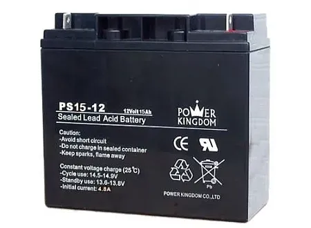 POWER KINGDOM PS15-12 Επαναφορτιζόμενη μπαταρία μολύβδου 12V, 18Ah, 181x77x167mm, 4.7kg κατάλληλη και για Μοτο ή Ηλιακά πάνελ