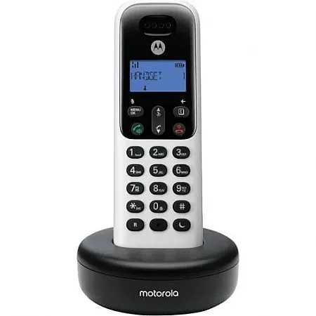 T501/W ΑΣΥΡΜΑΤΟ ΤΗΛΕΦΩΝΟ MOTOROLA ΑΣΠΡΟ με Ελληνικό μενού Ανοιχτή ακρόαση Φωτειζόμενη οθόνη Κλείδωμα πληκτρολογίου Αναγνώρηση και Φραγή κλήσεων Μνήμες 50 Χρόνος αναμονής 200 ώρες