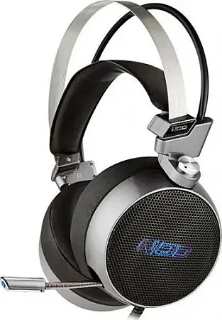 NOD JARHEAD Gaming headset με retractable μικρόφωνο, σε gunmetal grey χρώμα και μπλε LED φωτισμό