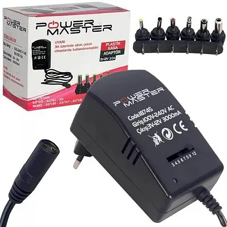Universal Τροφοδοτικό SMPS 3V/12V 3000mAh με 6 Βύσματα Φόρτισης POWERMASTER 18745