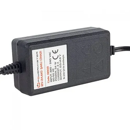 Φορτιστής Μπαταρίας 12V - 2A PowerMaster PM-12200 Φορτιστής Ηλεκτρικών Ποδηλάτων και Ηλεκτρικών Scooters ή Πατινιών