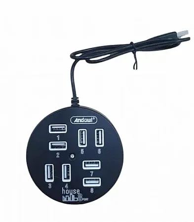 Andowl USB 2.0 HI-SPEED Hub 8 Θυρών Με Καλώδιο 60cm Q-HU800