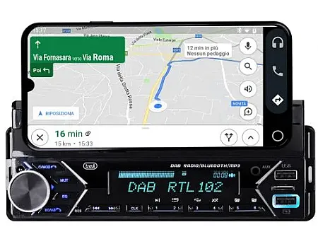 Trevi Ηχοσύστημα Αυτοκινήτου Universal 1DIN (Bluetooth/USB) και DAB / DAB+ / FM PLL RDS / MICRO SD / AUX-IN / APP CONTROL / ΒΑΣΗ SMART PHONE ΜΕ USB ΘΥΡΑ ΦΟΡΤΙΣΗΣ