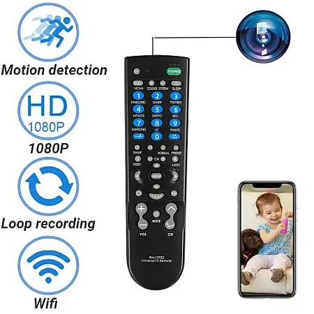 Spy Κοριός Κρυφή κάμερα σε τηλεχειριστήριο TV HD 1080P Mini Camera TV Remote Control Nanny Cam DVR Motion Detection έως 64GB Lot