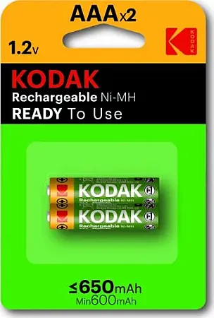 New Kodak rechargeable Ni-MH AAA battery 650mAh (2 pack) READY To Use