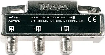 Διακλαδωτής/Splitter Televes F 2W 5-2400 MHz