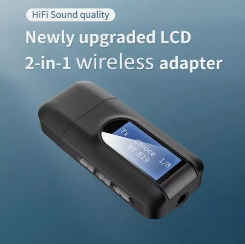 USB Bluetooth Audio Transmitter Receiver AUX Jack LCD Wireless Music Adapter