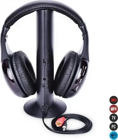 5in1 QY2001 Ασύρματα Over Ear Ακουστικά Τηλεόρασης Μαύρα