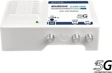 EDISION CAM-100 UHF Κεντρικός Ενισχυτής Επίγειων Ψηφιακών καναλιών DVB-T/T2 με αποκοπή παρεμβολών 5G LTE