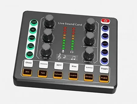 mini Μίκτης ήχου με Αλλαγή φωνής - Sound Mixer with Voice Changer Mixer Sound Card for Phone Gaming Karaoke Studio