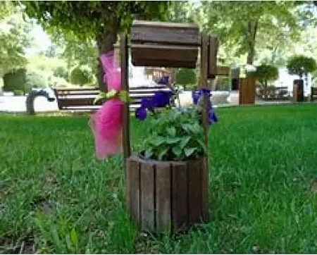 Ξυλοκατασκευή Χειροποίητο Στρογγυλό Ξύλινο Πηγάδι 15x15x25 Διακοσμητικό Στρογγυλό Liappi PS10